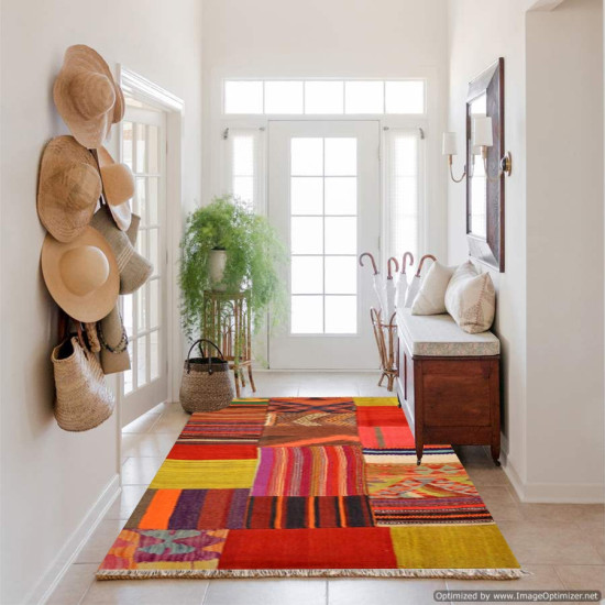 Tappeto Kilim 10146 Patchwork Colorato 124x64 cm