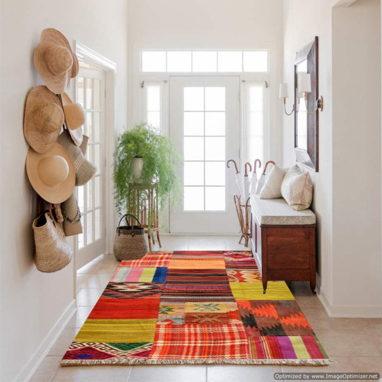 Tappeto Kilim in stile Patchwork 10147 123x62 cm