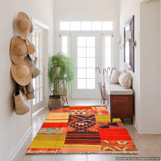 Tappeto Kilim 10151 in stile Patchwork 123x62 cm