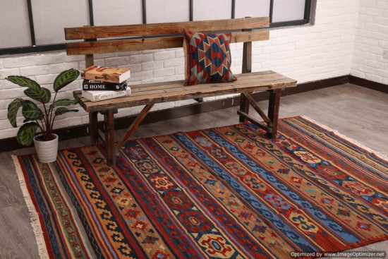 Tappeto Kilim FC04 fatto a mano, 128x185 cm