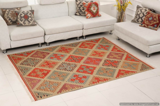 Tappeto Kilim 04V7 fatto a mano, 128x185 cm