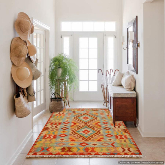 Tappeto Kilim Afgano 1109 misura 124x85 cm