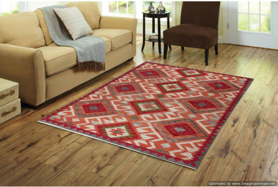 Tappeto Kilim Rettangolare B6B-1 Fatto a Mano misura 128x185 cm