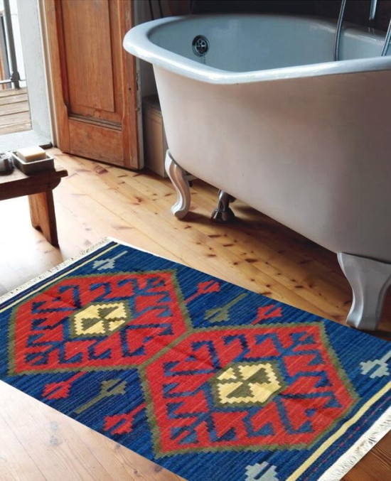 Tappeto Kilim DX1BLU per bagno 65x110 cm