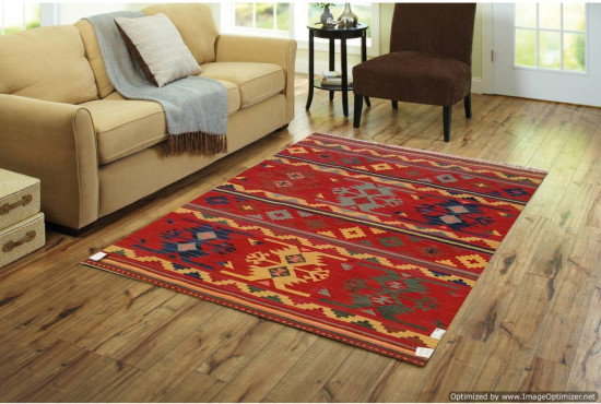 Tappeto Kilim rettangolare FC505 fatto a mano 140x200 cm