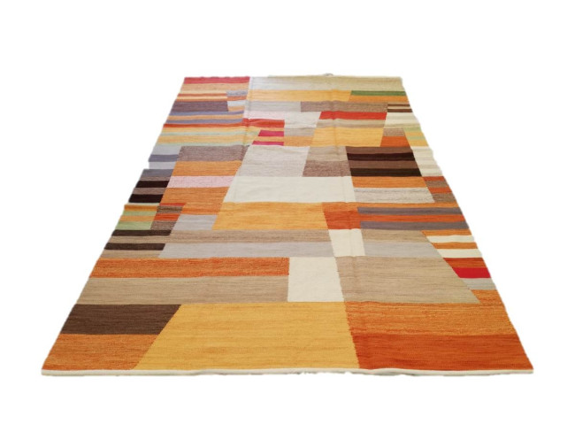 RugVista Tyra, Tappeto Kilim Moderno, Pelo Corto, 80 x 350 cm, Runner/ Passatoia, Qualità cert. CARE & FAIR, Lana, Corridoio, Camera da Letto, Cucina, Salotto, Ufficio, Rosa/Multicolore