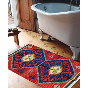 Tappeto Kilim per bagno 100% Lana DX1RED 65x110 cm